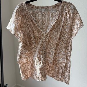 LOFT Brown and Cream Paisley Blouse